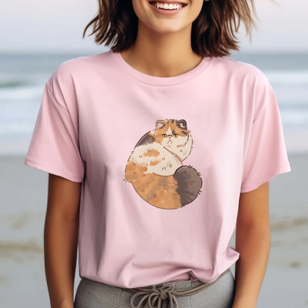 

Women Cotton T-Shirt Y2K Graphic Tee Casual Streetwear Top Versatile Style Comfortable Fashion Basic Cats Breathable Comfortable