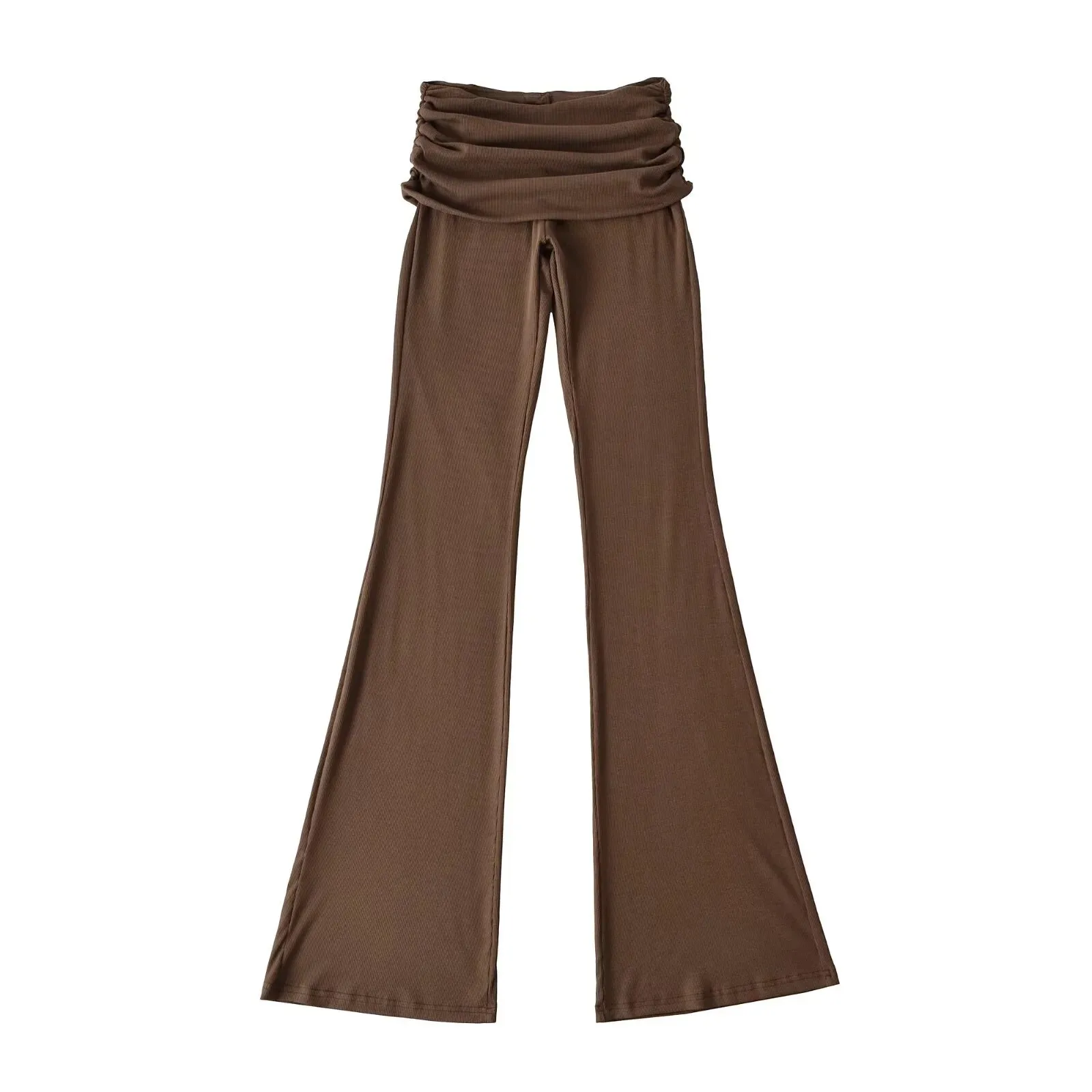 

Spicy Girl Fashion Style Ruched Low Waist Yoga Pants 2025 Autumn New Elastic Slimming Flared Pants Solid Color Long Pants 3ZUX