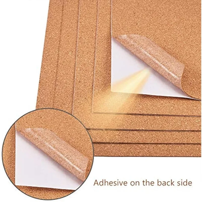 8 Pack Self-Adhesive Cork Sheets 1mm Thick A4 Rectangle Insulation Cork Backing Sheets for Coaster, Wall Decoration, Halloween