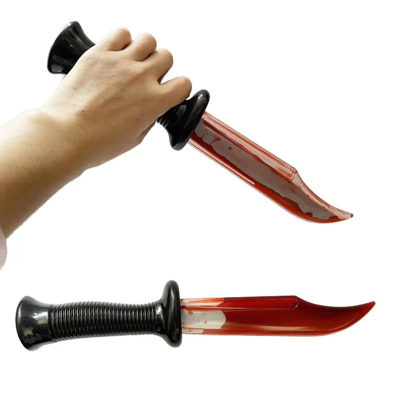 

Halloween Simulation Bleeding Knife Zombie Makeup Props Tricked Death Bleeding Knife Flowing Blood Knife Props