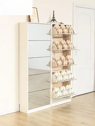 Ultra-Thin Shoe Cabinet 17cm Large Capacity Storage Home Doorway Simple Modern Entrance High Vertical Mirror Shoe Cabinet