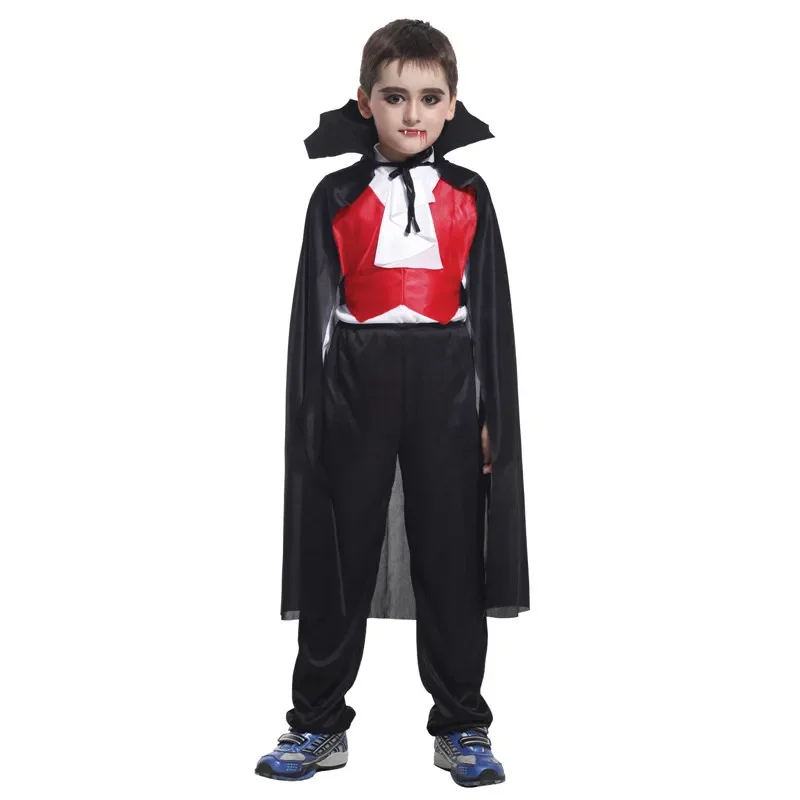Kids Count Dracula Gothic Vampire Costume Children Carnival Party Halloween Fantasia Prince Vampire Cosplay Clothes For Boy Girl