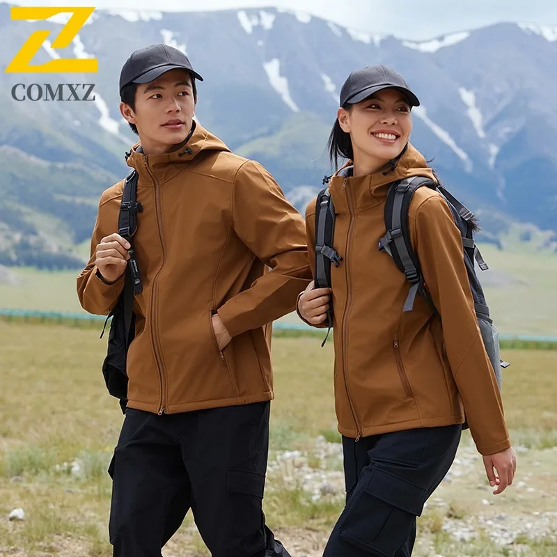 سترة COMXZ Urban للرجال بغطاء للرأس للتخييم في الهواء الطلق معطف متين وبسيط وفضفاض وخفيف الوزن للخريف معطف جديد للدراجات النارية #4
