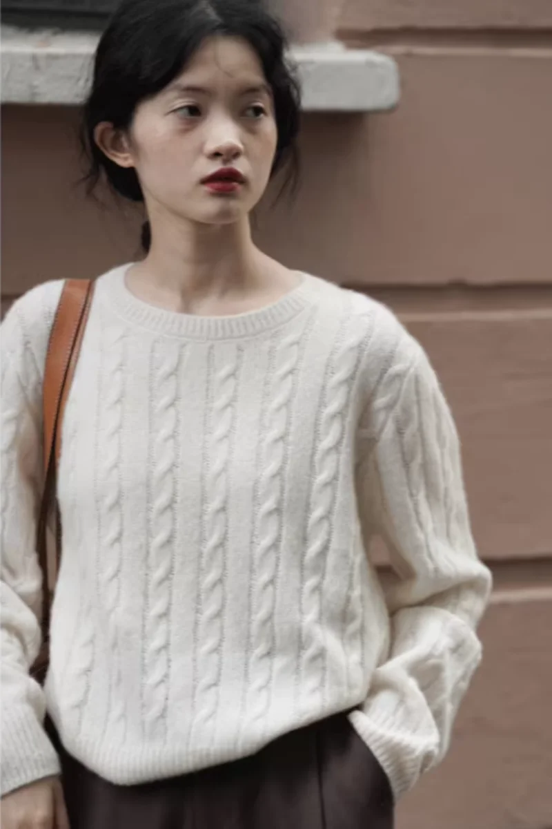 

Woman Clothing Women's 100% Cashmere Sweater Autumn Winter Basic O-neck Pullover Thick Soft Knitwear for Comfortable Style