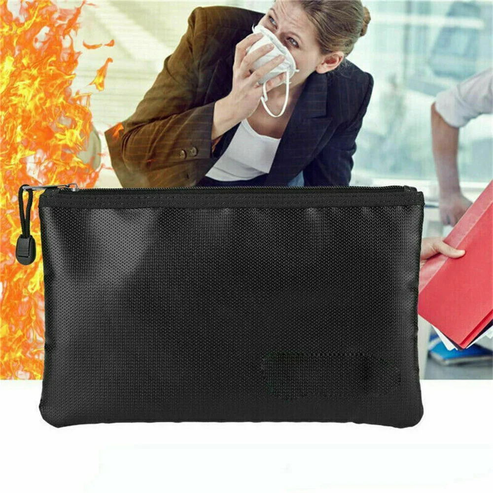 Saco de armazenamento de documentos à prova de fogo, sacos impermeáveis, bolsa segura com zíper, arquivo de dinheiro, suporte do envelope para casa