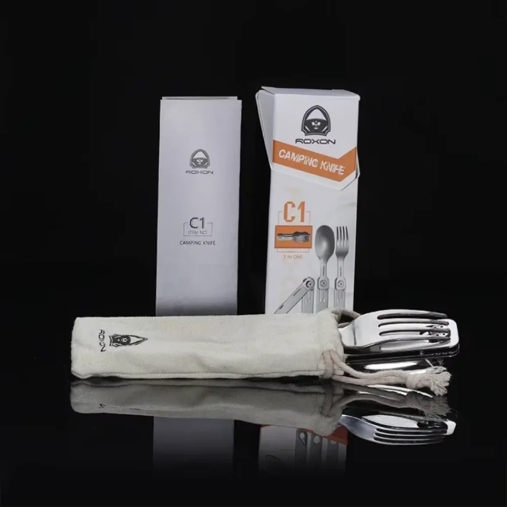 3-in-1 Tableware Set Stainless Steel Knife and Fork Spoon Outdoor Camping Field Portable Exquisite Multifunctional Equipment