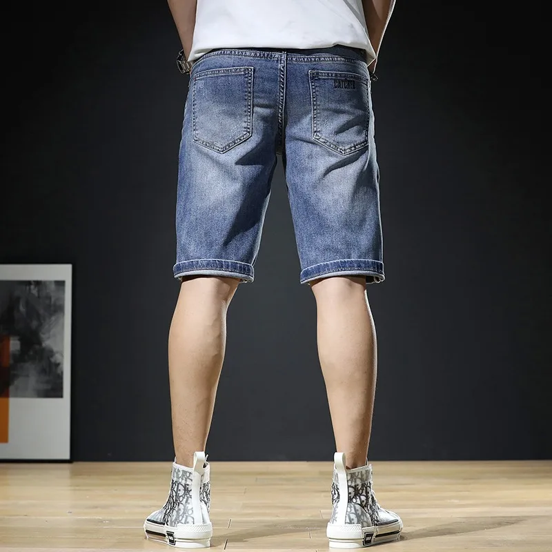 Summer Shorts Jeans Men Streetwear Casual Blue Regular Straight Short Denim Pants