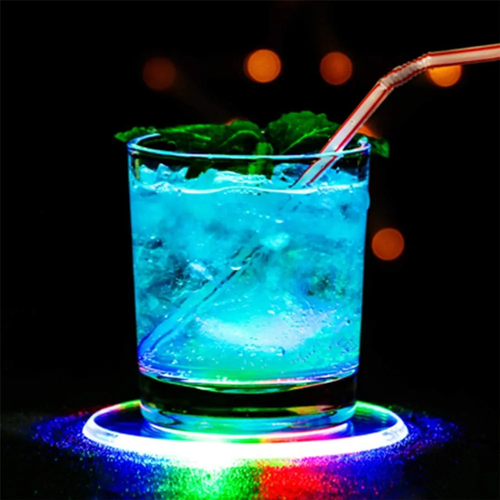 1-20Pcs Led Acrylic Cup Coaster Ultra-Thin Cocktail Crystal Coaster LED Flash Light Cup Mat Wine Lights for Club Bar Table Party