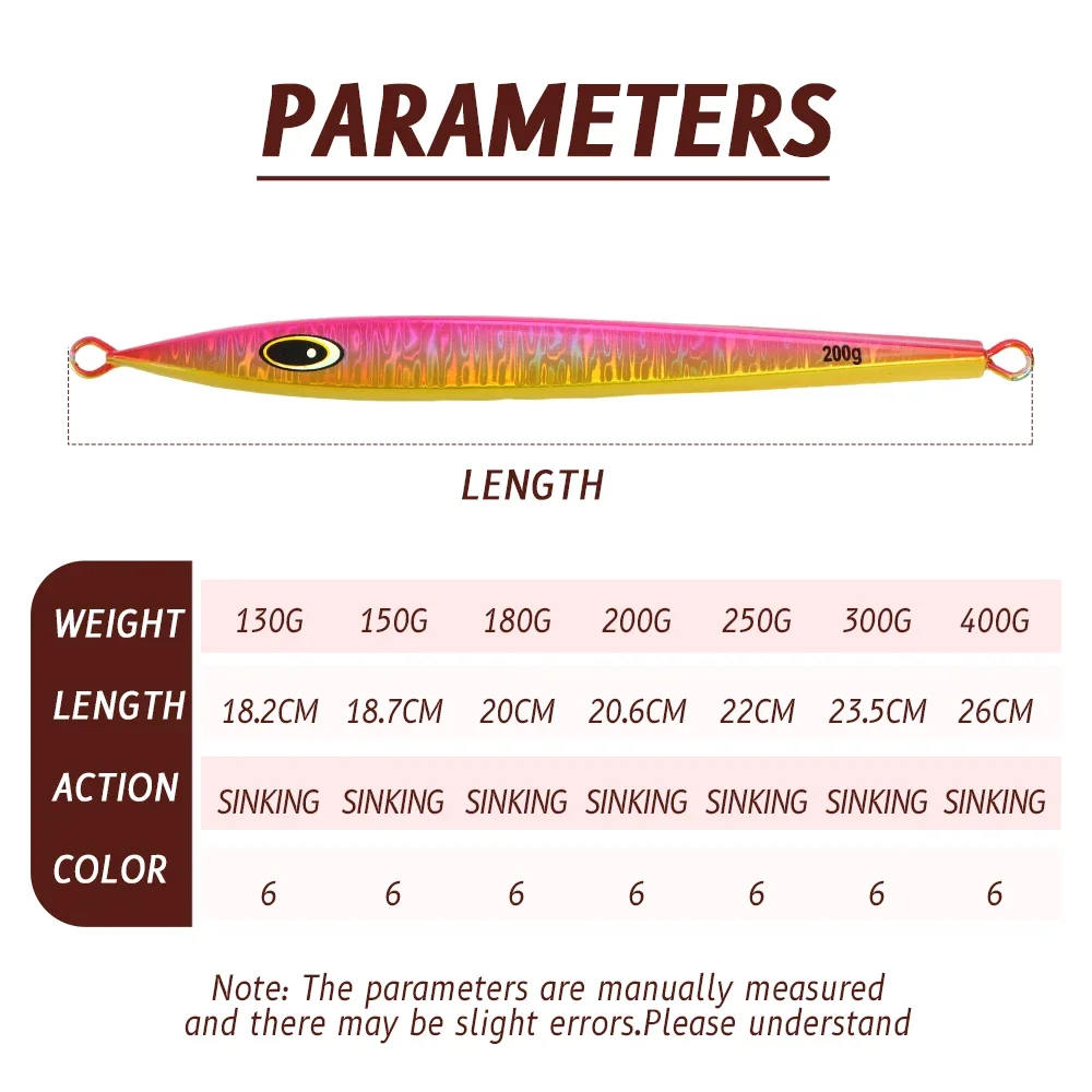 SUPERLURES Metal Jig 130g-400g Fast Sinking Luminous Laser Paper Coating Fall Jigs Fishing Lures Saltwater Deepsea Hard Bait