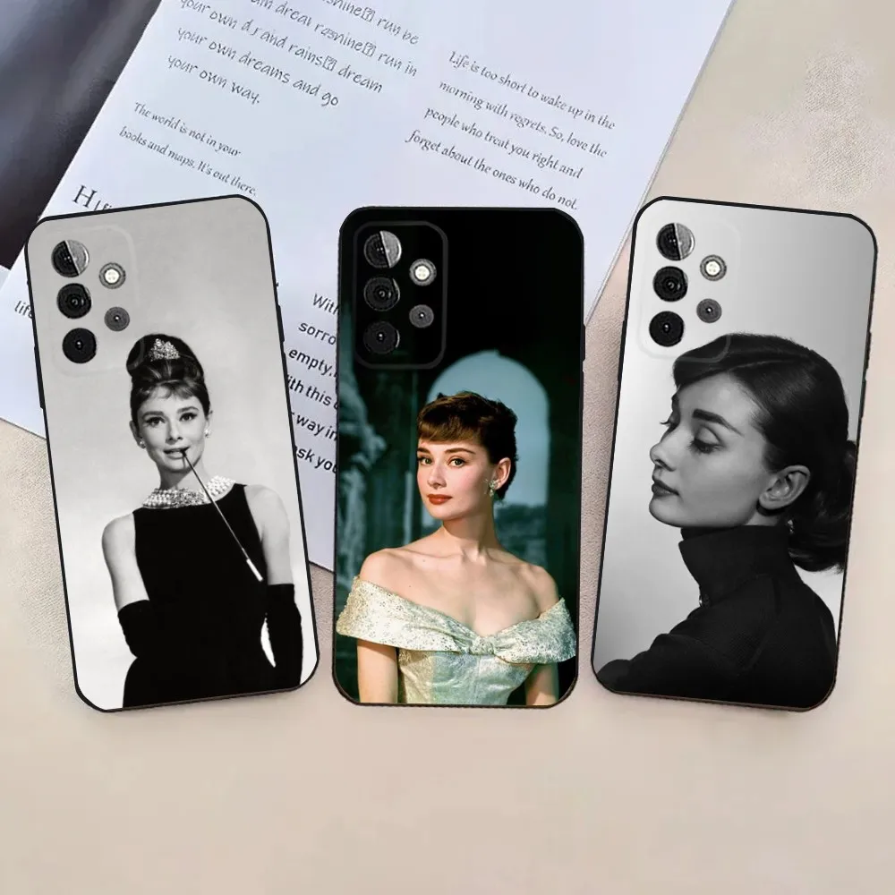 A-Audrey Hepburn Phone Case For Samsung Galaxy A13,21s,22,31,32,52,53,71,80,91 Soft Black Cover