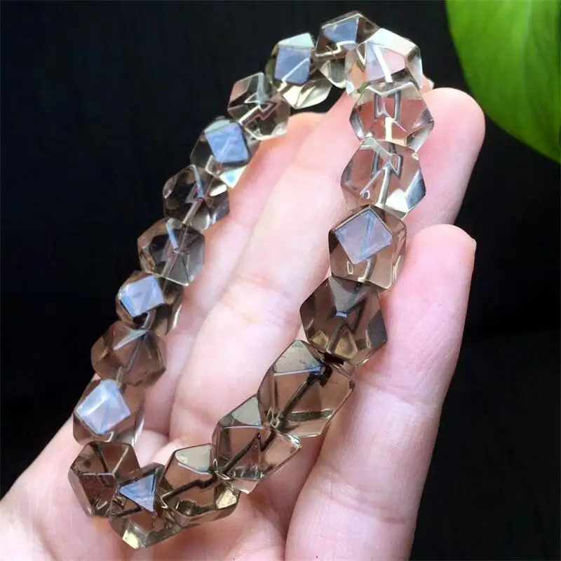 Natural Smoky Quartz Bracelet Octagonal Beads Crystal Reiki Healing Stone Fashion Jewelry Gifting Gift For Women 1pcs