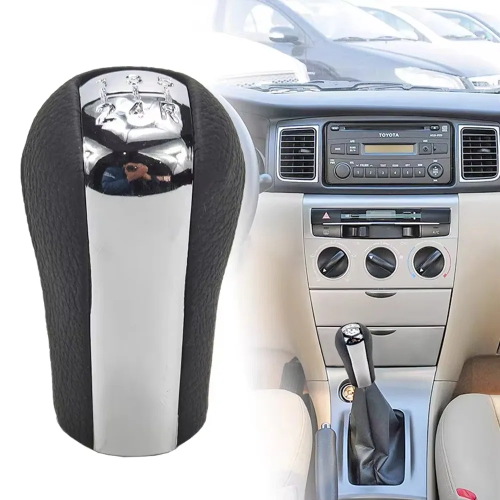 Perilla palanca cambios coche cuero PU mate cromado para TOYOTA Corolla RAV4 Verso Yaris cabeza bola