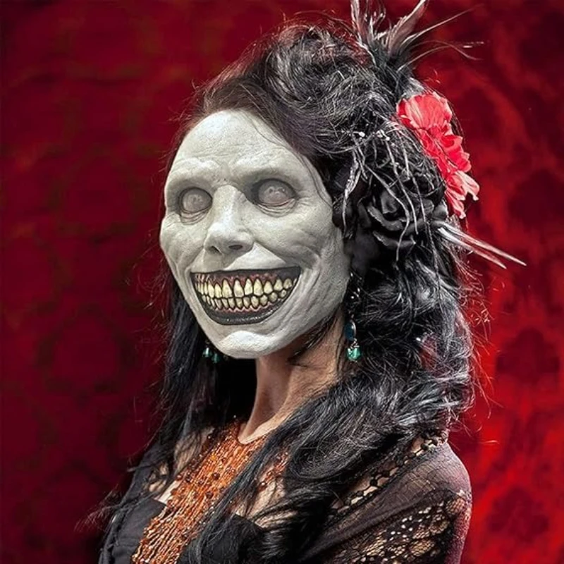 Masque d'halloween démon effrayant, couverture faciale blanche effrayante, accessoire de Cosplay pour maison hantée, Costume de fête d'horreur, 1 à 4 pièces