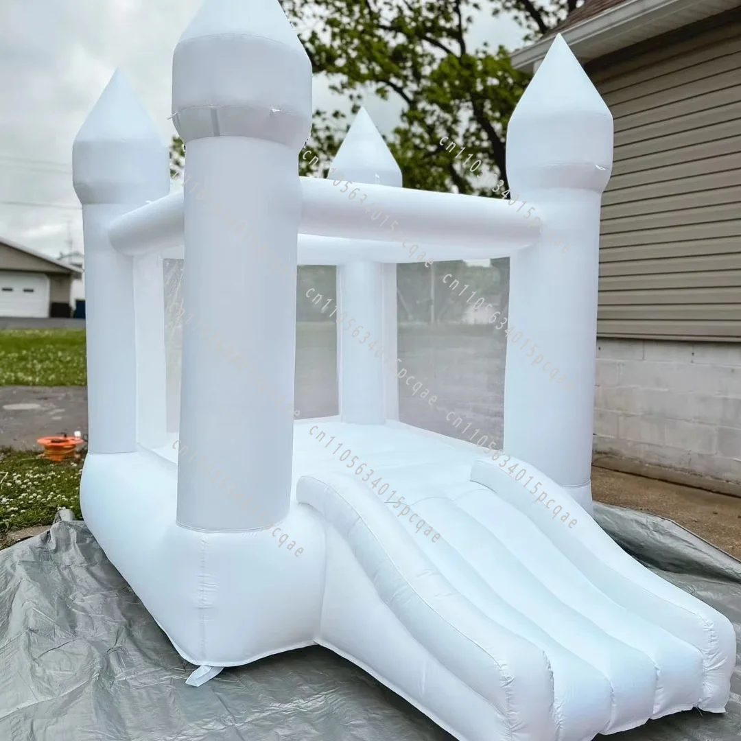 Beautiful Mini White Wedding Indoor Outdoor White Inflatable Castle Bounce House Children's Trampoline - view 3