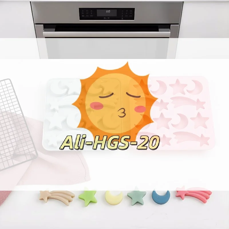 12 Cavity Silicone Mold for Five-pointed Star 3D Moon Meteor Fondant Candy Flexible Baking Tool for Cake Decorating