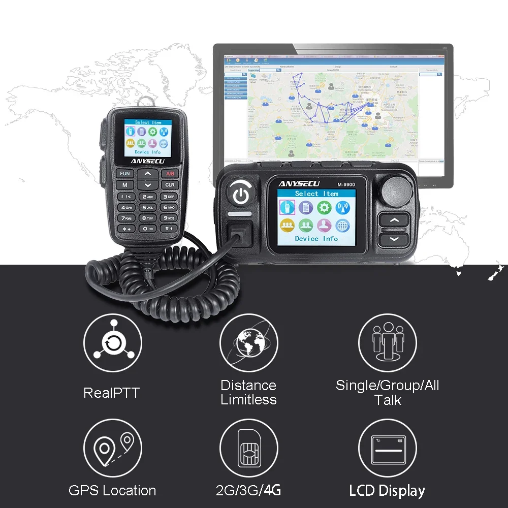 M-9900 เครื่องส่งรับวิทยุระยะไกลพร้อมฟังก์ชั่น GPS เครือข่ายวิทยุแฮม 2 ซิมการ์ด