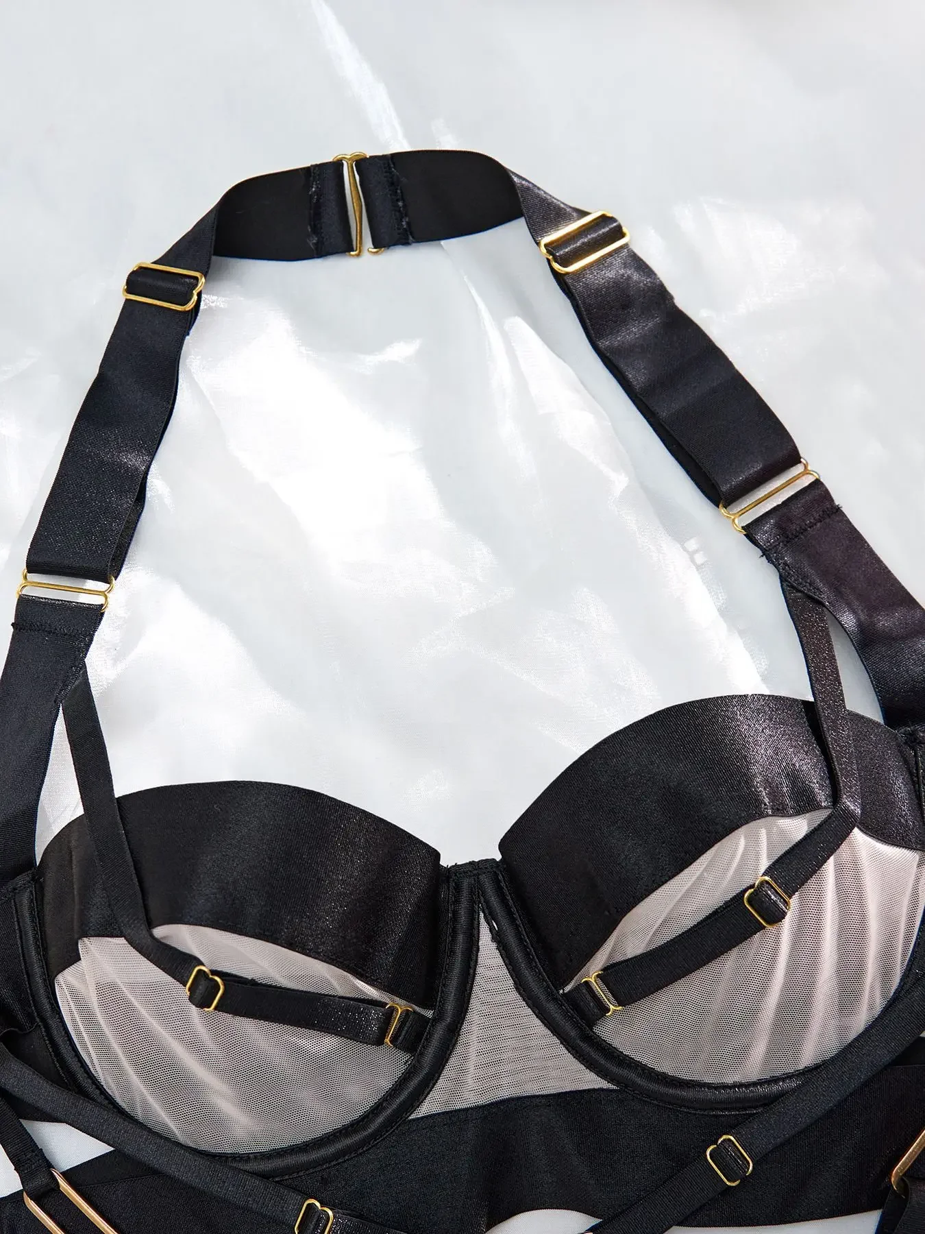 Exotic Apparel for Women,solid Color Black One Piece Fun Underwear,sexy Metal Buckle Patchwork Lingerie,Valentine Gift,2024