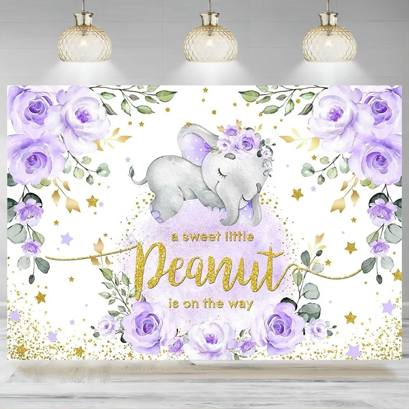 

Lavender Elephant Baby Shower Backdrop Purple Cute Baby Girl Baby Shower Photography Background Newborn Party Decoration Bann