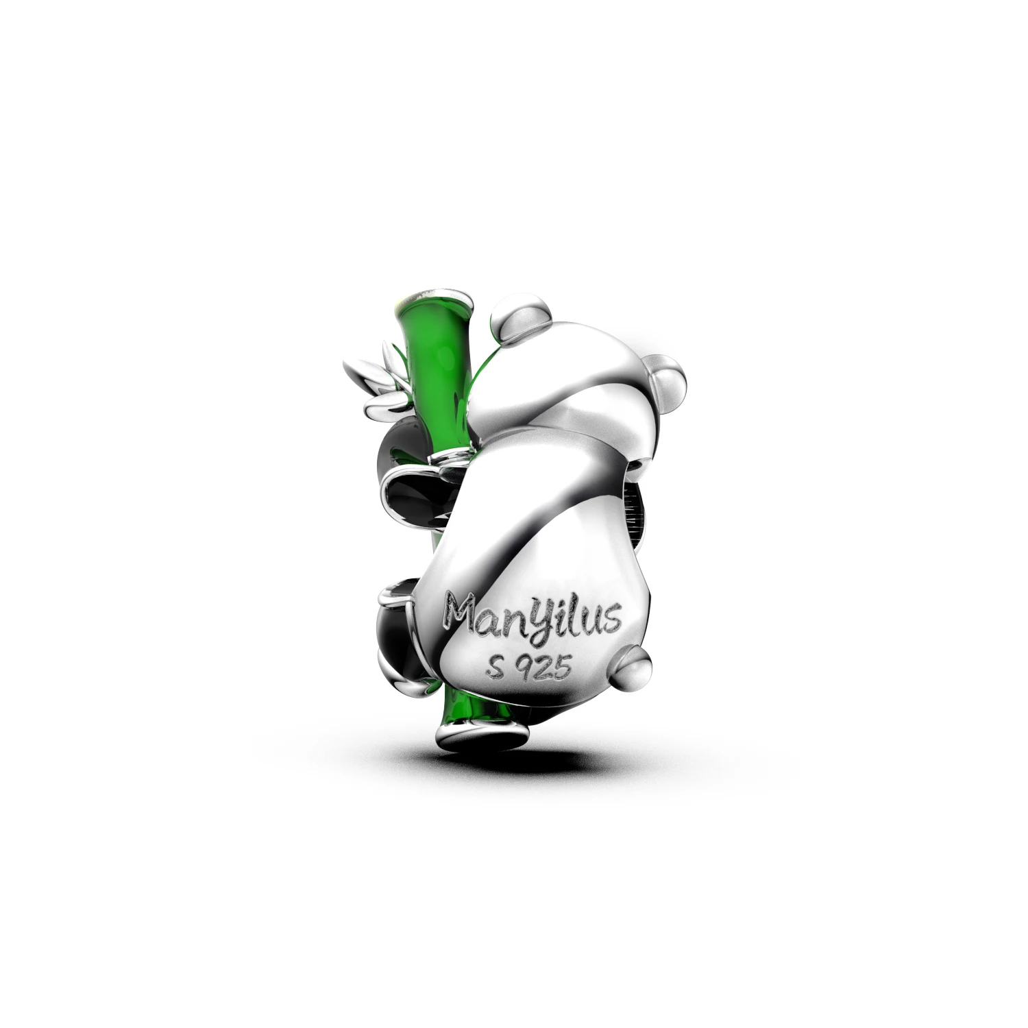 Manyilus 925 Sterling Silver Panda & Bamboo Charm for Original Bracelet & Necklace Enamel Cute Animal Jewelry Gift view 2