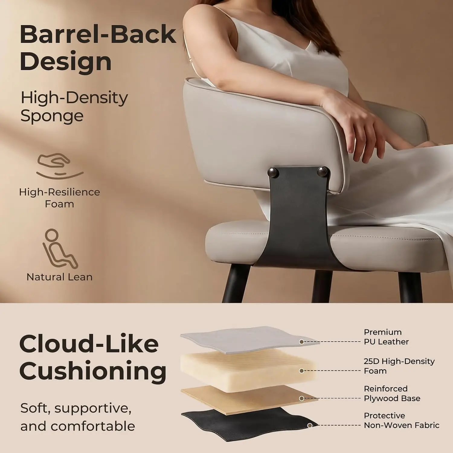 Dining Chairs Set of 6, Modern Faux Leather, Table sold separately 3