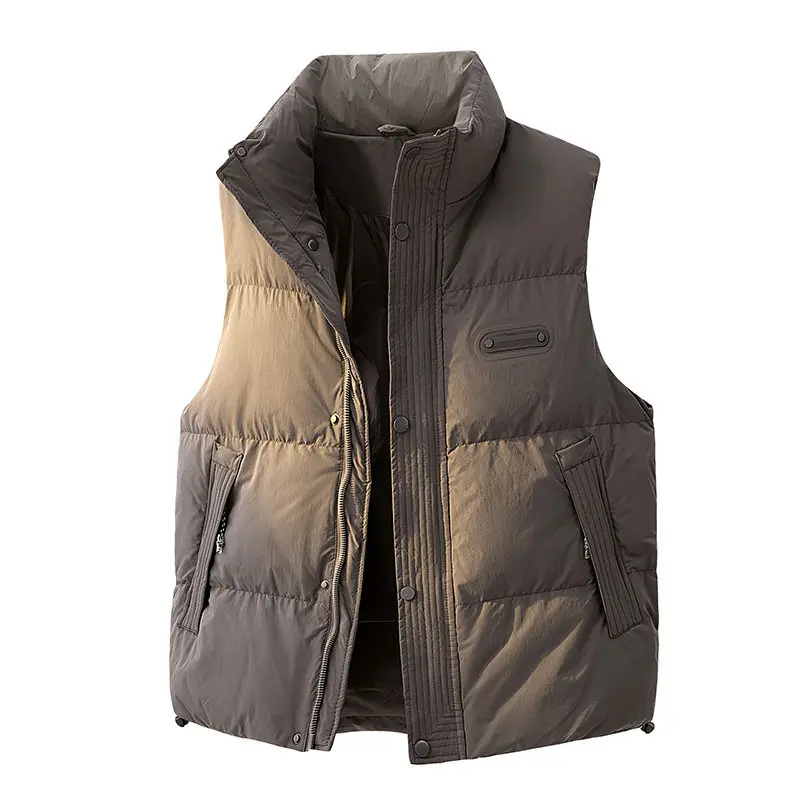 

Зимний новый стильный унисекс-жилет из утиного пуха, теплая куртка с воротником-стойкой, молодежная модная повседневная верхняя одежда из полиэфирного волокна
