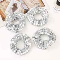 5Pcs/20pcs Mirror Disco Sequin Hair Scrunchies Metallic Silver Scrunchies CHEERLEADERS Girls Ponytail Holder Hair Accessories - Image 3