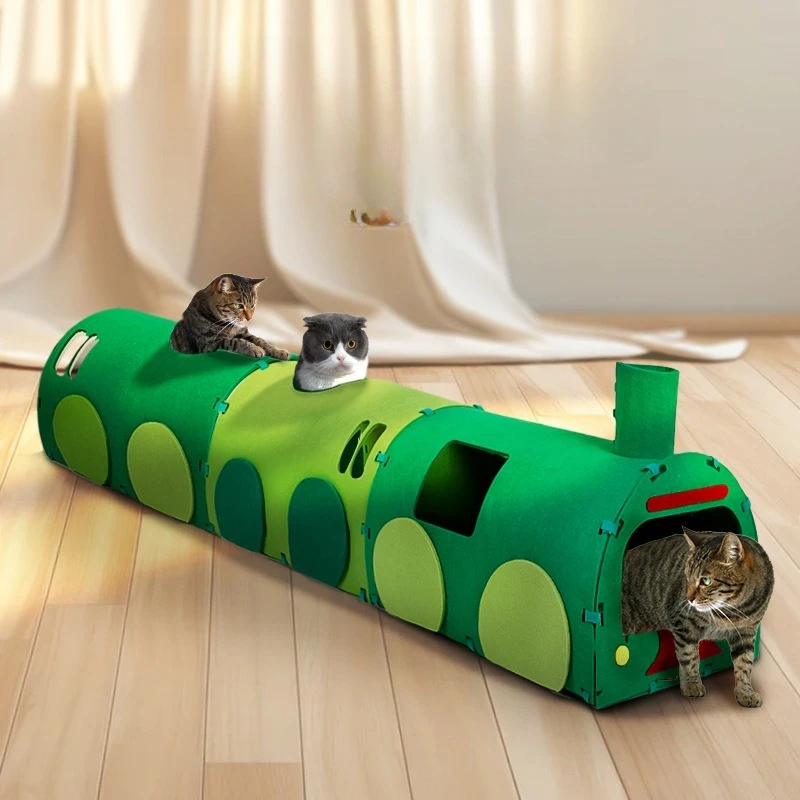 

Cat scratching board self-hi toy green leather train channel drilling hole grinding claws car cat nest