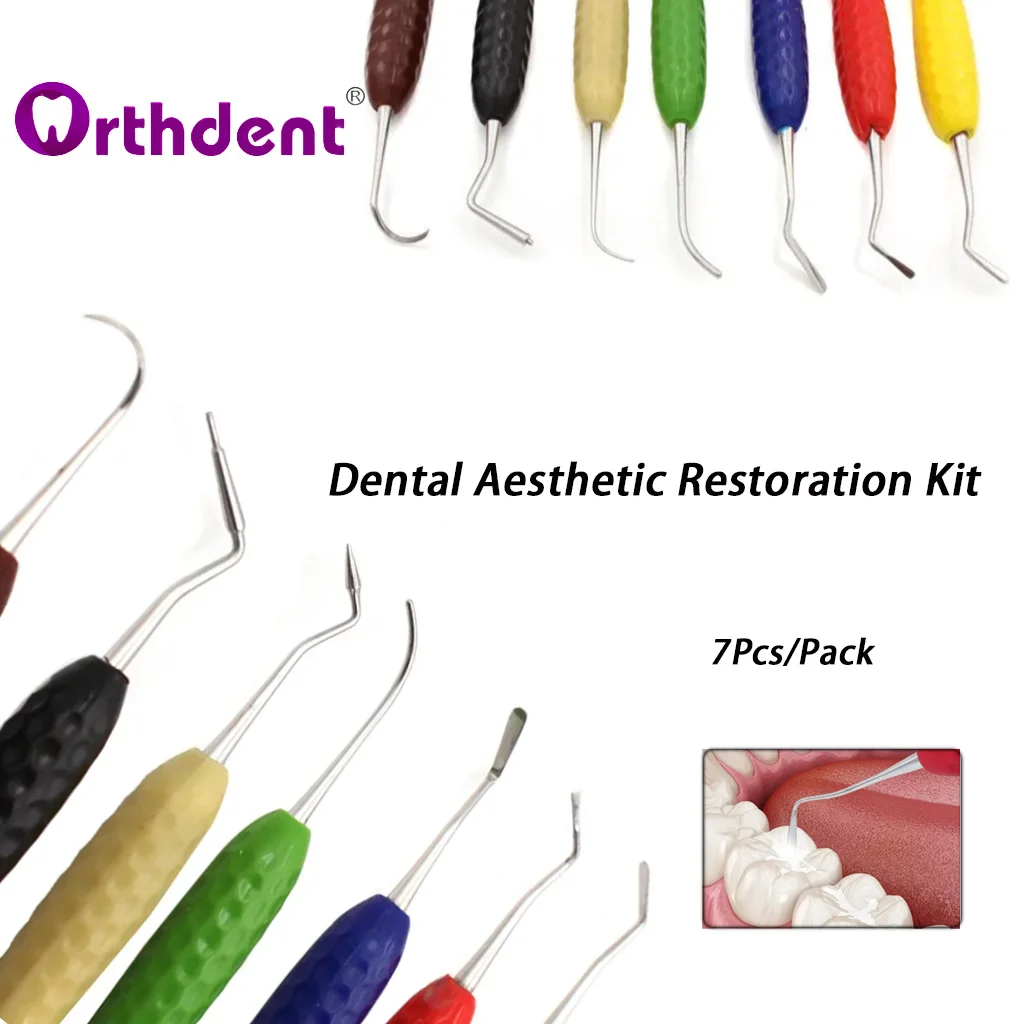 

7Pcs Dental Resin Filler Aesthetic Restoration Kit Knife Plastic Composite filling Repair Dresser Silicone Handle Dentistry Tool