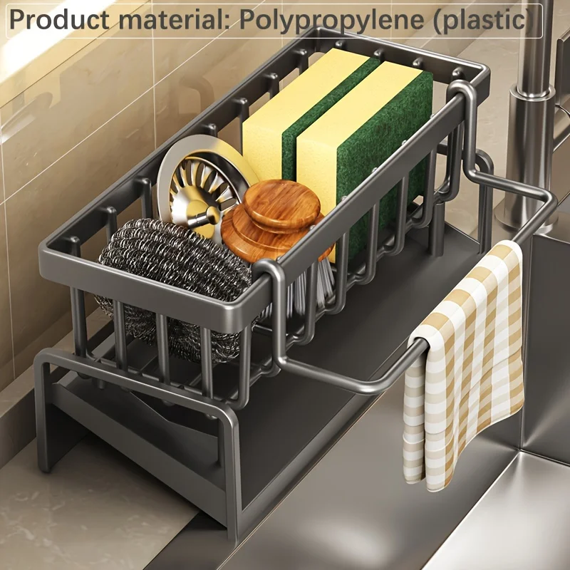 

1set Plastic Dish Cloth & Sponge Holder, Household Faucet Sponge Drain Rack With Dishcloth Holder, Multifunctional Durable Clean