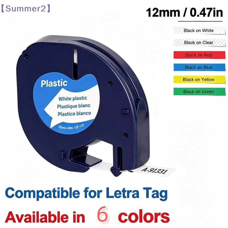 Compatible Dymo LT Label Tapes Clear Print Multi Color For Home Office Inventory Sorting Fits LT200 LT100H LT100T LT2000〔Sum2〕