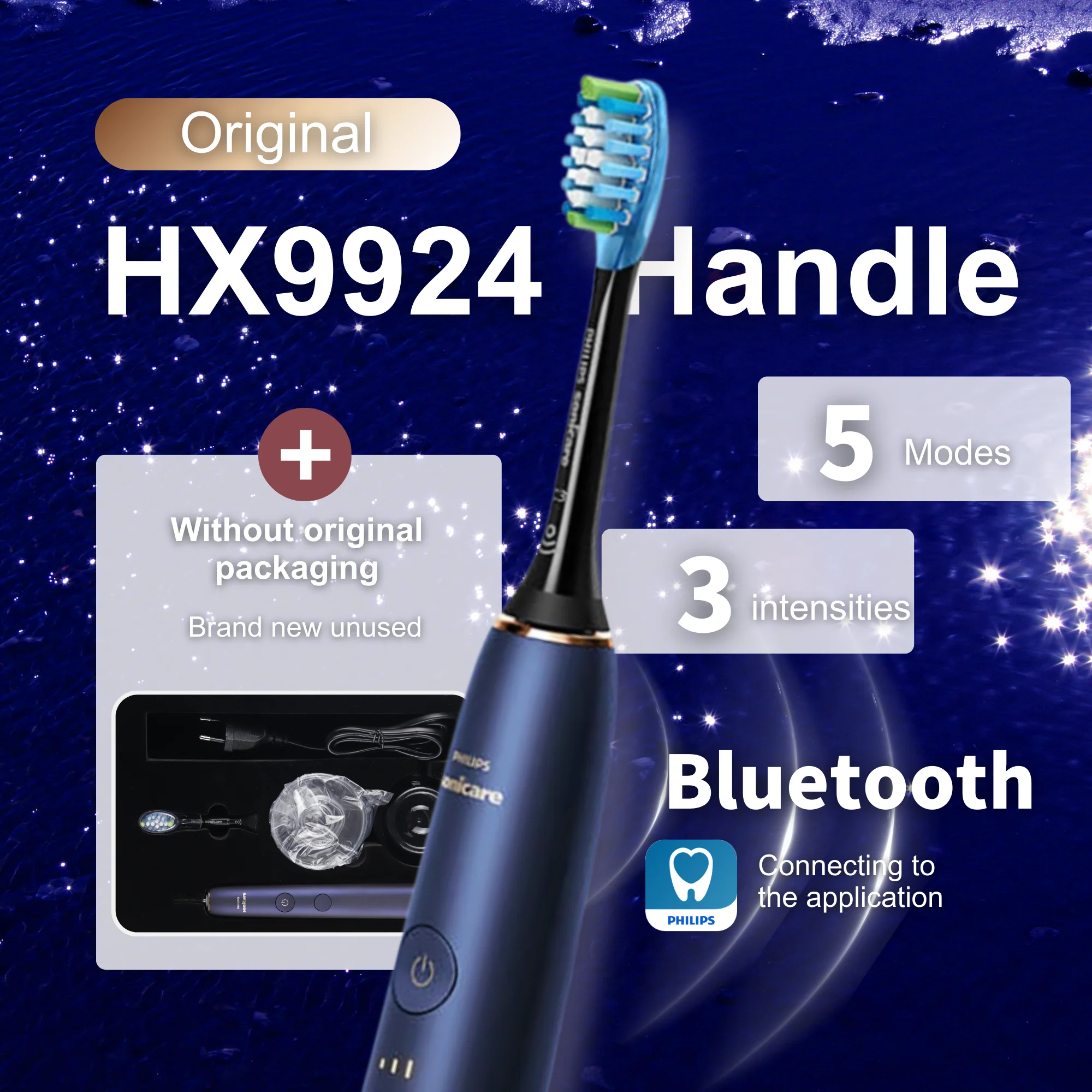 فرشاة أسنان فيليبس سونيكير 9500 الكهربائية HX993، بدون تغليف أصلي، مع بلوتوث، رأس فرشاة C3 #1