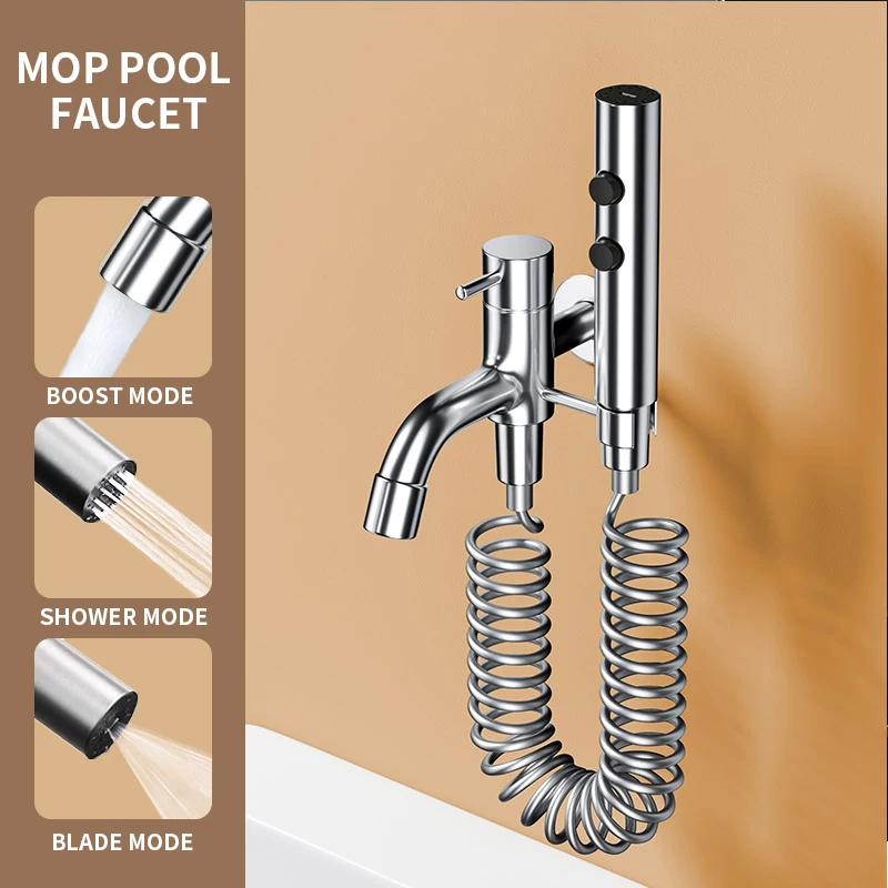 Mop pool special faucet booster spray gun one in two out mop pool dual-purpose spray gun faucet  L-002T