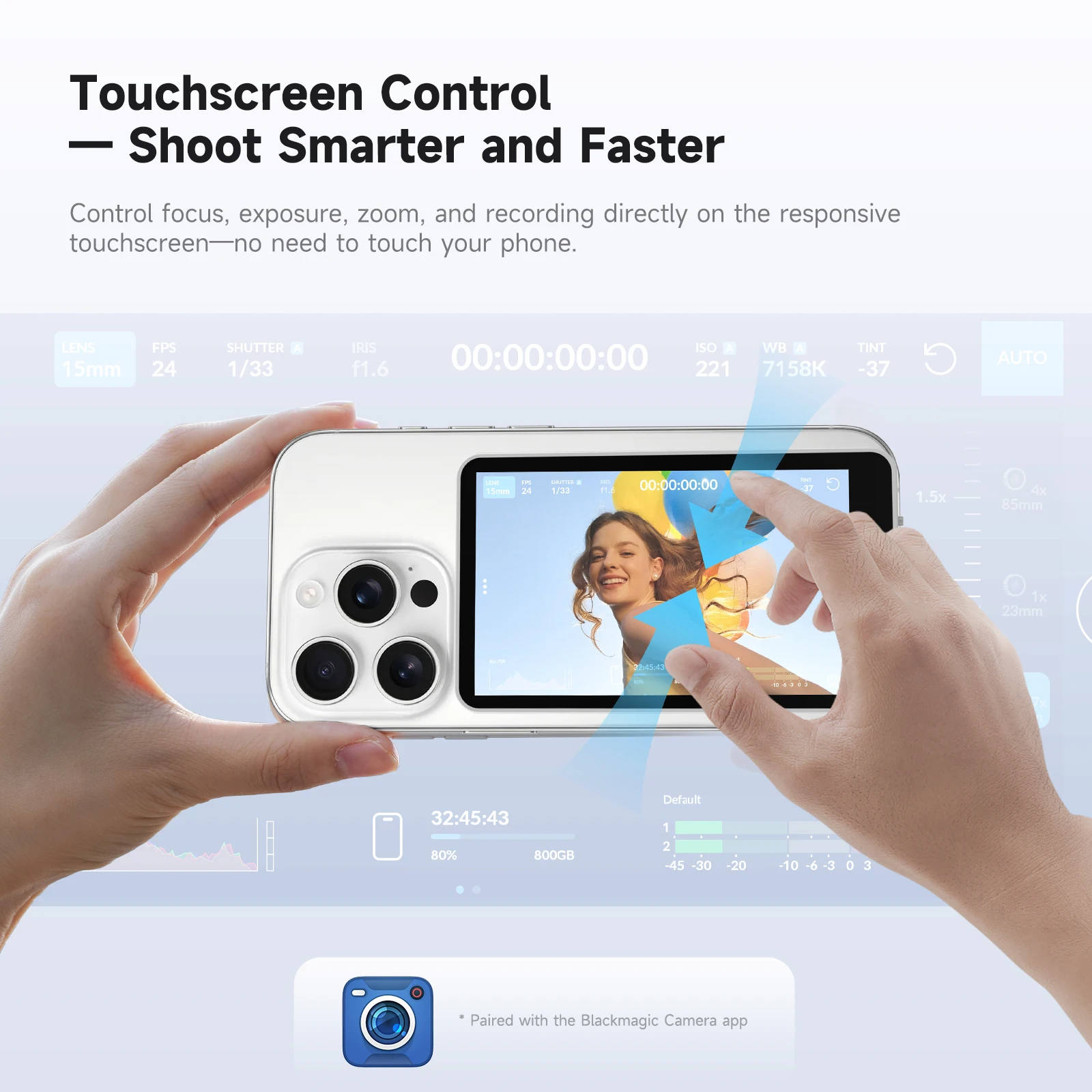 

COLBOR Magnetic Phone Selfie Monitor Touch Screen Pocket Display Rear Camera Selfie for iPhone 17 Vlog Live Stream Photography