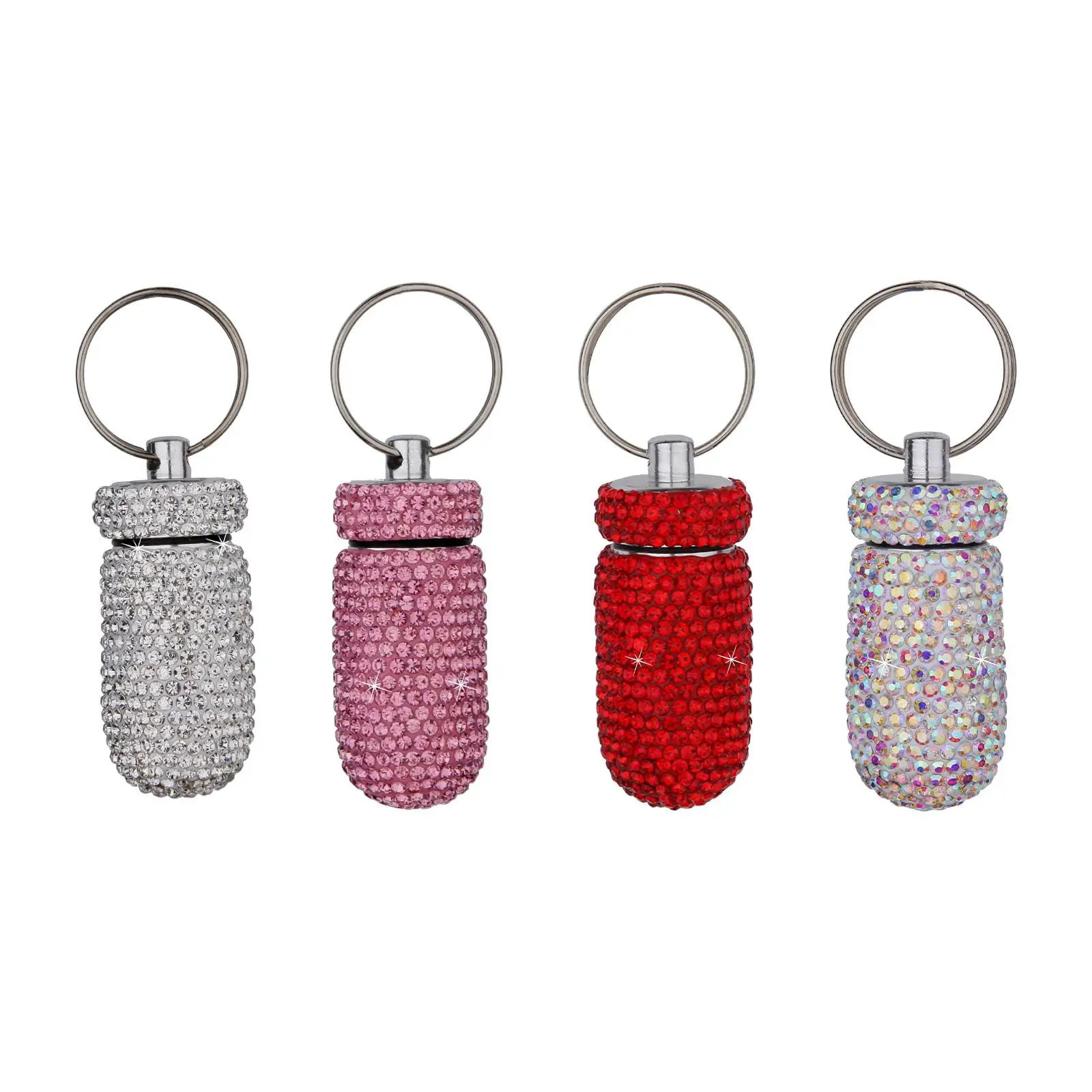 Bling Waterproof Keychain Container Aluminum Alloy Dispenser