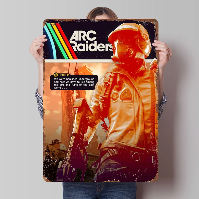 Arc Raiders Game Character Tinplate Poster Customized Wall Art Vintage Retro Metal Signs for Modern Home Decoration Luxury Decor
