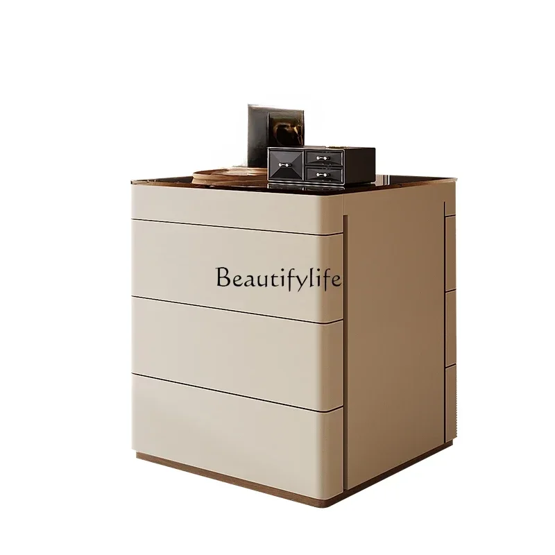 

L*Cloakroom Saddle Leather Jewelry Cabinet Light Luxury Modern Simple Premium Double-sided Bucket Cabinet