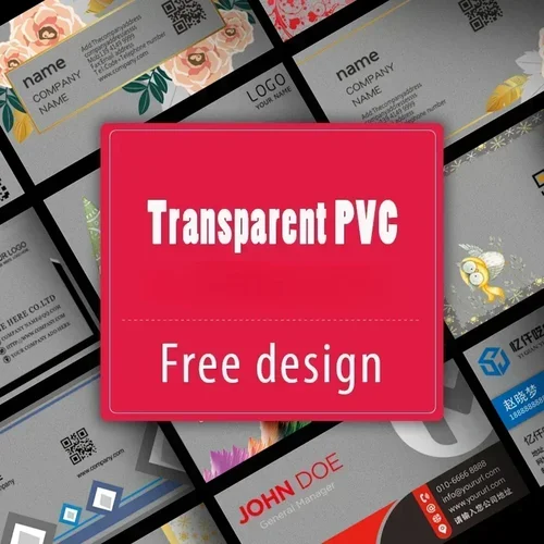 Imagen 2 del producto 200 Uds. Tarjeta de visita transparente de PVC, logotipo personalizado, texto HD, impresión colorida, tarjeta de nombre, tarjeta de agradecimiento, diseño gratis, 0,38mm