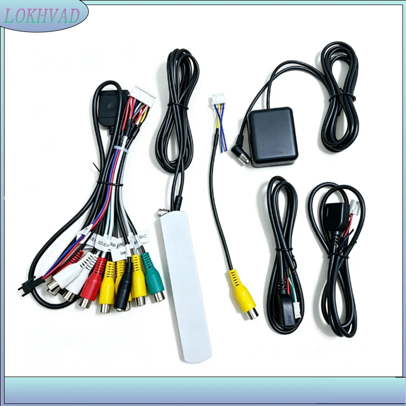 LOKHVAD Car Head Unit Stereo Wire Harness Kit Compatible For Android Solution Interface RCA USB GPS 4G Antenna Audio Video Cable