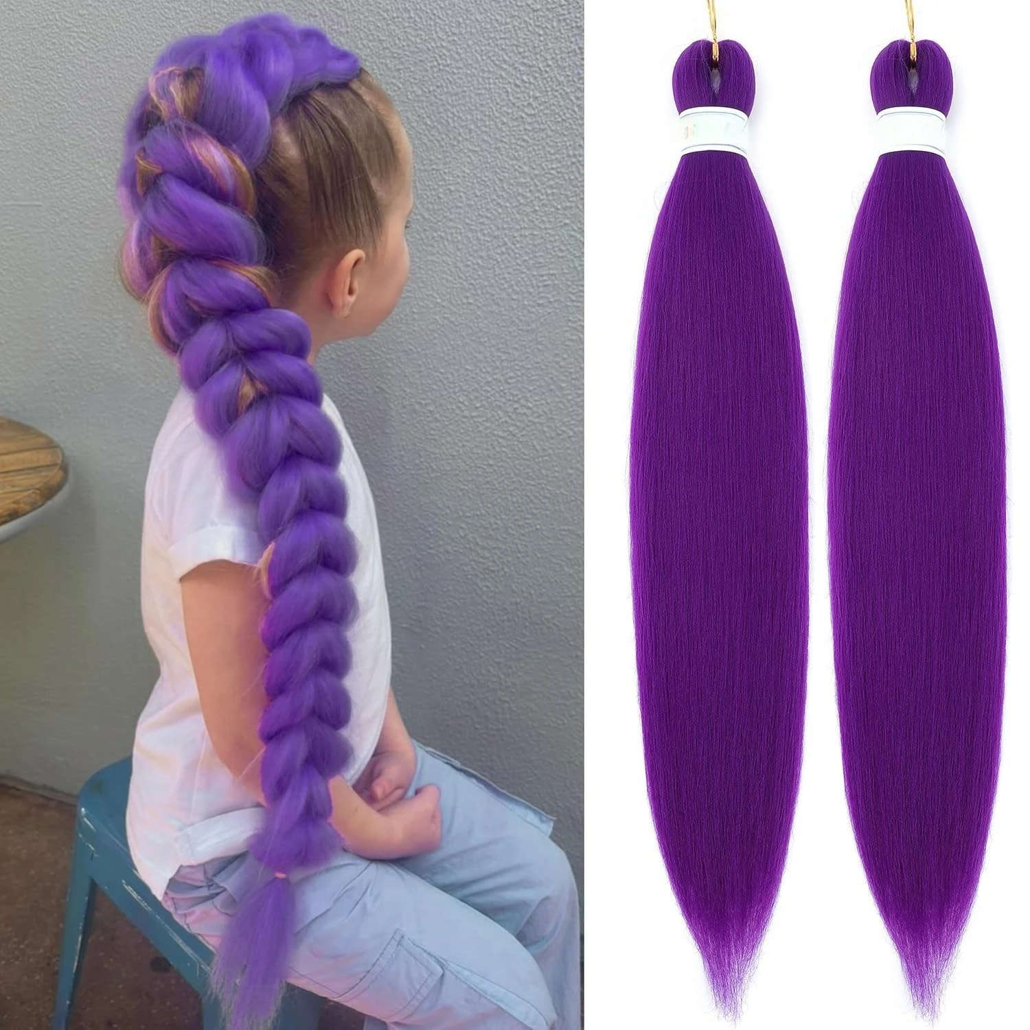 24/26inch Synthetic Braided Ponytail Rumi Costume Hairstyle with Clips Durable Easy to Wear for Kids Girls Halloween Christmas