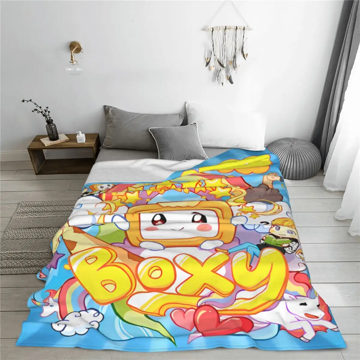 L-Lankybox Boxy Coral Fleece Plush Throw Blanket Rockys Foxy Blanket for Home Car Soft Quilt