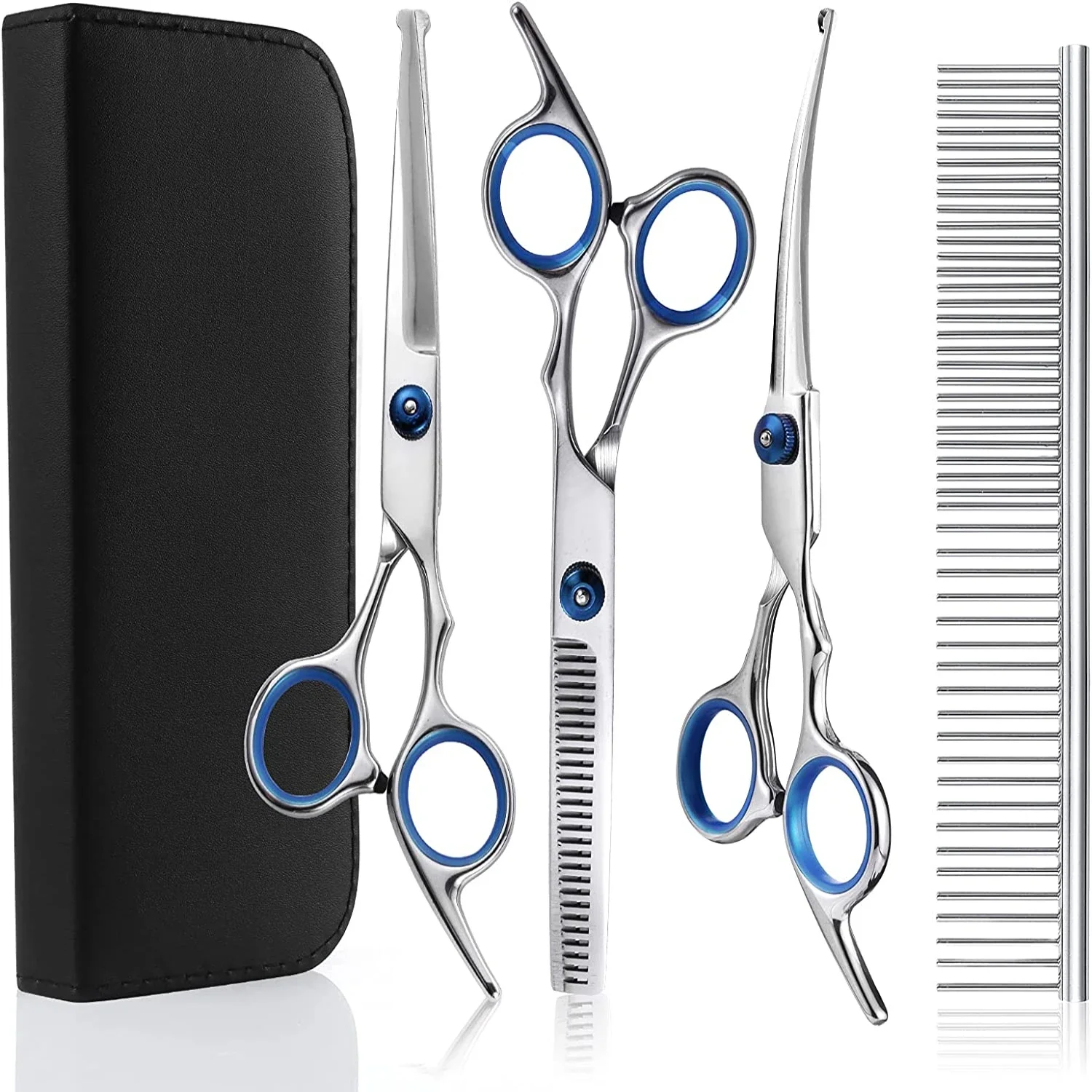 

Top-notch Professional Premium Pet Grooming Scissors Kit: Ultimate Superior Round Tip Set for Dog and Cat Hair Care - High-Quali