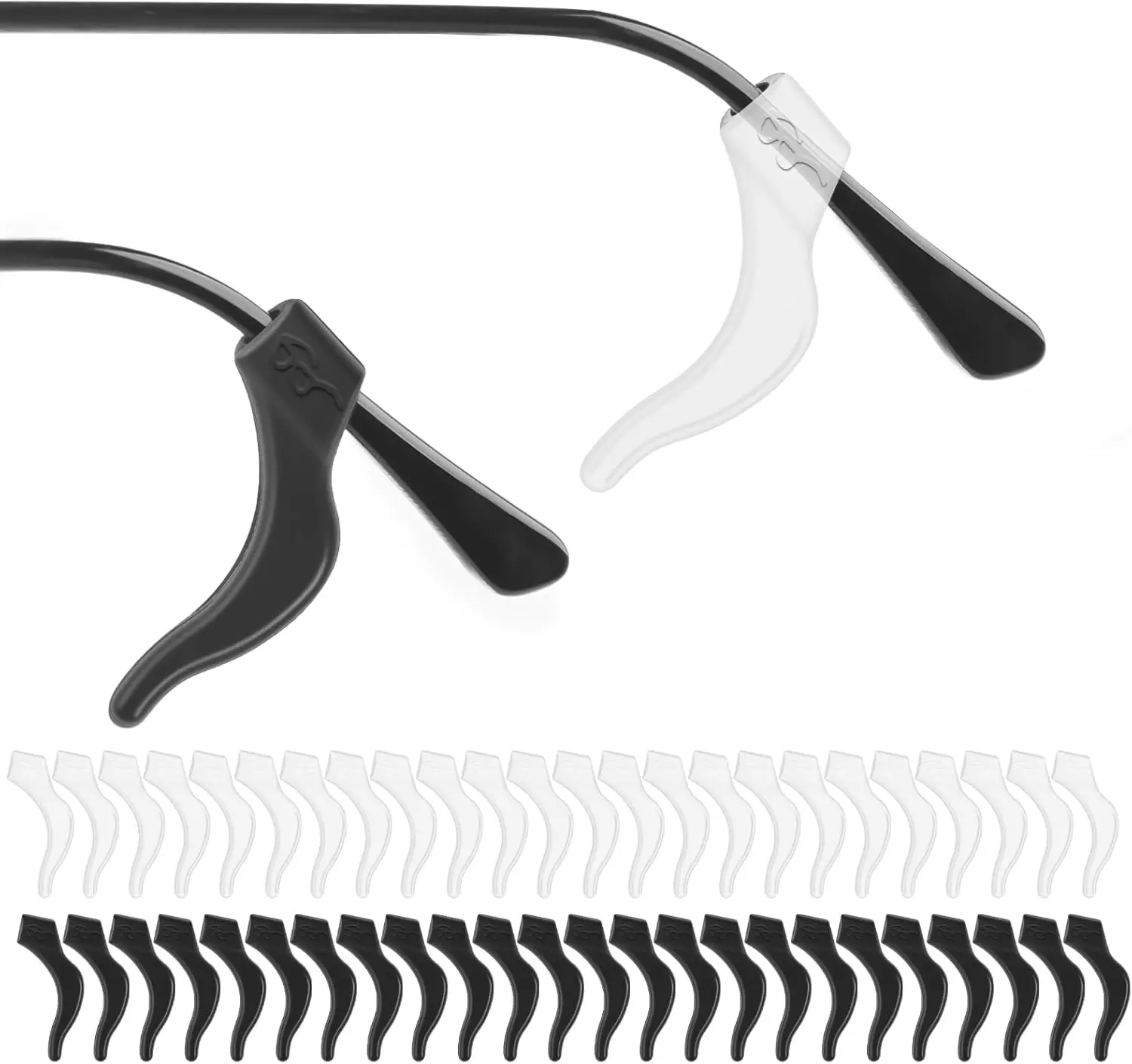 

24 Pairs Glasses Ear Grip Silicone Ear Hooks for Sports Work with Storage Box