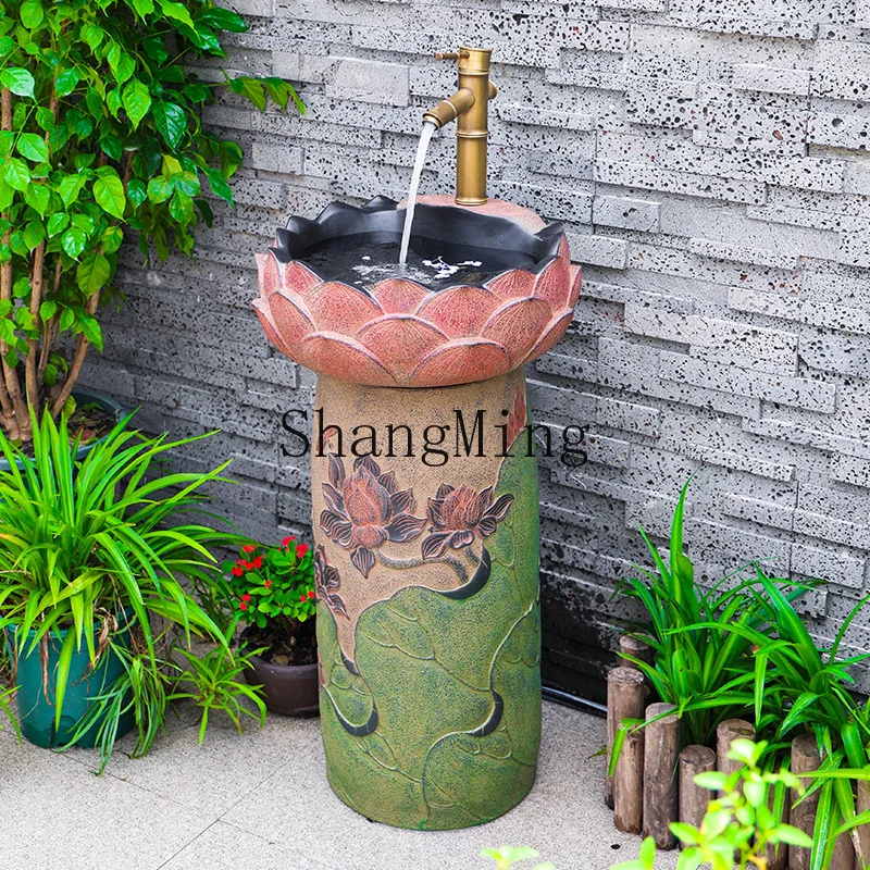 

ZYY outdoor outdoor courtyard new Chinese-style floor-to-ceiling column basin small garden balcony washbasin