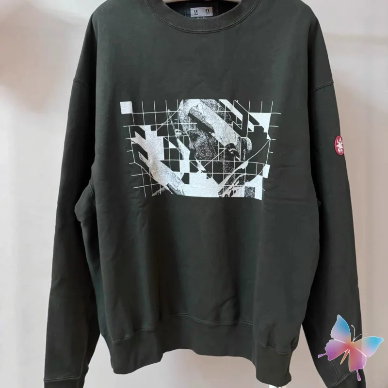 

Fashion Street CE Sweatshirt Geometric Print Round Neck Long Sleeve Tops Cotton Black CAVEMPT Pullover Casual Men Women Cleanfit