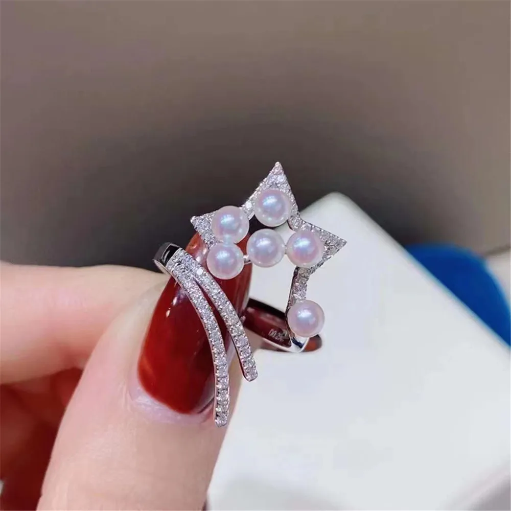 Solid S925 Sterling Silver Pearl Ring Setting For Women DIY Handmade Adjustable Ring Material Fine Jewelry Accessories SJ019