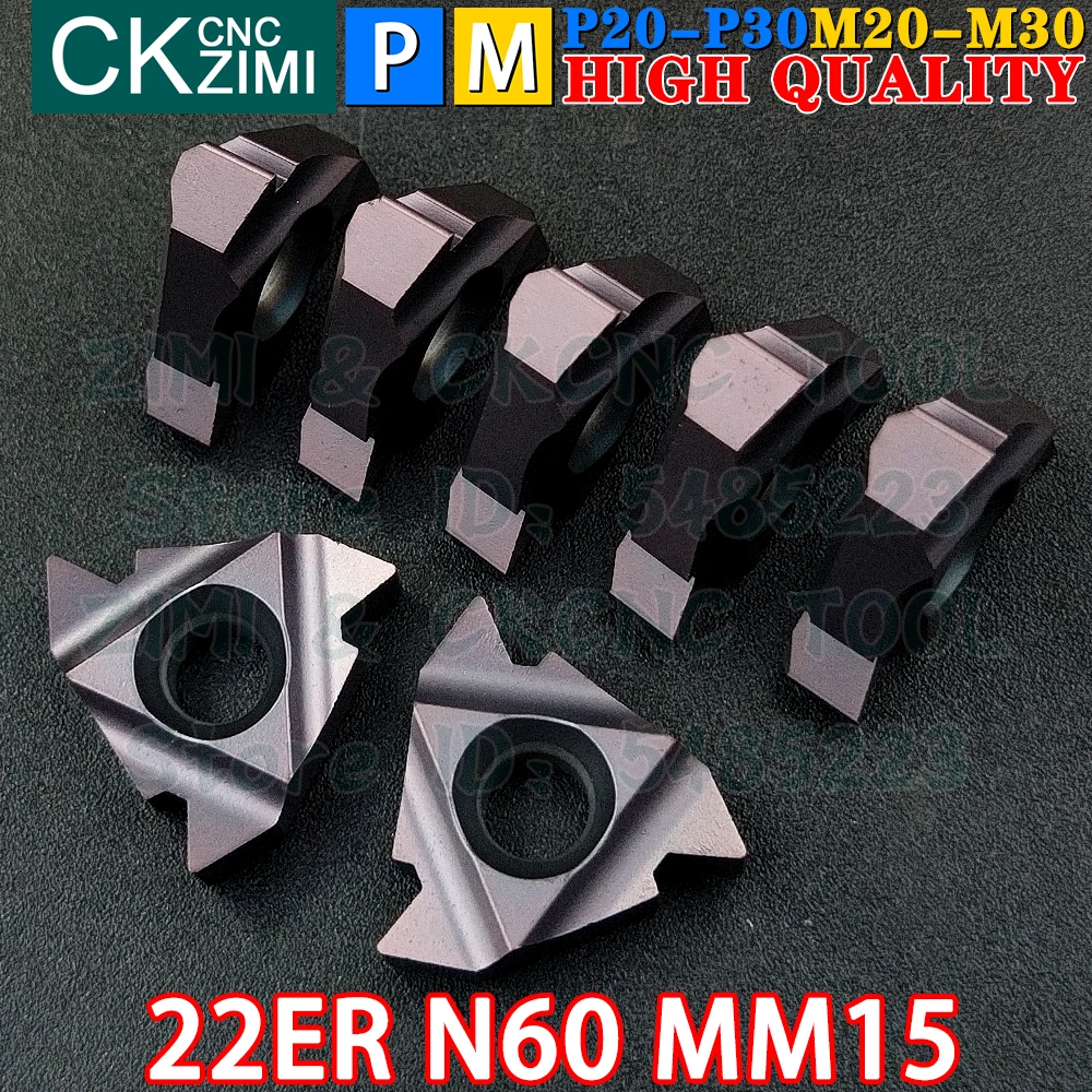 22ER N60 MM15 Carbide Inserts External Thread Threaded Inserts Tools MMT22ER N60 CNC Machine Metal Lathe Turning Cutter Tools