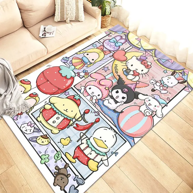 Cartoon Anime Sanrio Hello Kitty Carpet Sailors Moon SpongeBobed Lounge Rug Kawaii Kirbys Bedroom Bedside Floor Mat Home Decor