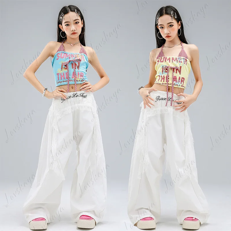 

Blue Trendy Girls Jazz Dance Suit Kids JAZZ Girl Group Style Hip Hop Stage Performance Costume
