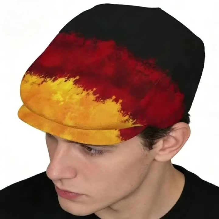 Germany Flag with Brush Strokes 1pc All-over Print Flat-top Hats for Men and Women, Newsboy Caps, Berets, Irish Hats, Driver Cap
