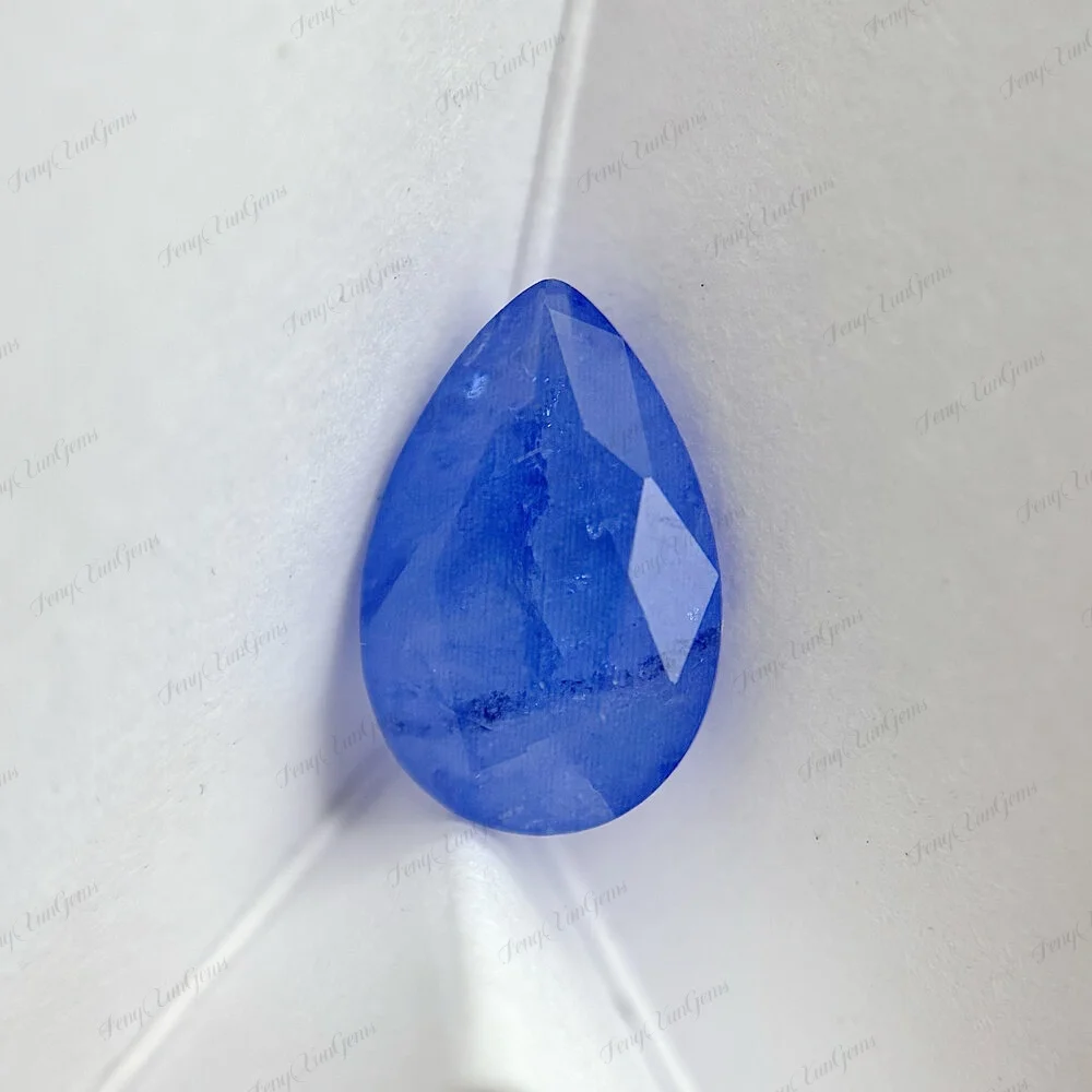 3*5~10*14mm Pear Synthetic Glass Loose Gemstone With Cracks Inclusions Inside Tanzanite Blue Color For Jewelry Setting